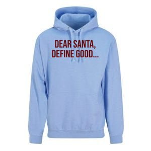 Dear Santa Define Good Funny Christmas Unisex Surf Hoodie