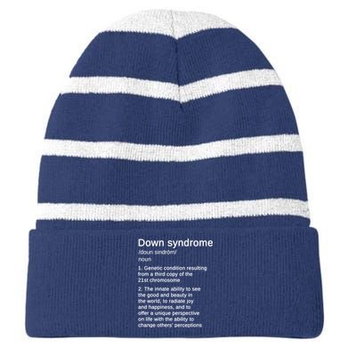 Down Syndrome Definition Awareness Month Striped Beanie with Solid Band