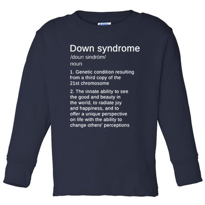 Down Syndrome Definition Awareness Month Toddler Long Sleeve Shirt