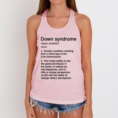 Down Syndrome Definition Awareness Month Women's Knotted Racerback Tank