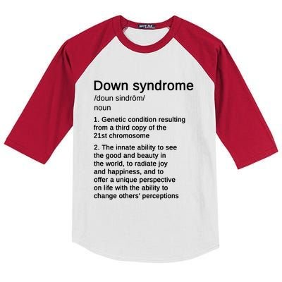 Down Syndrome Definition Awareness Month Kids Colorblock Raglan Jersey