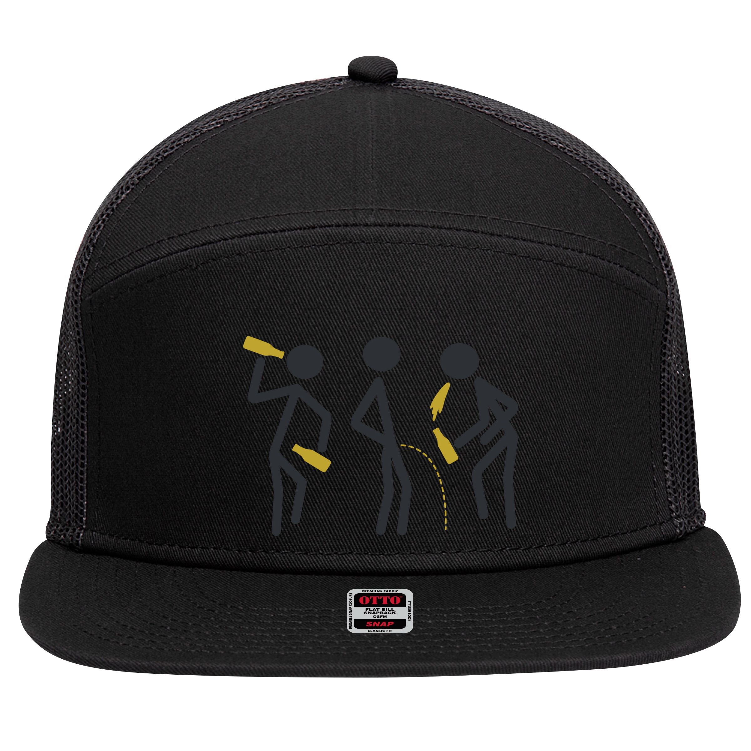 Drunk Stickfigers 7 Panel Mesh Trucker Snapback Hat