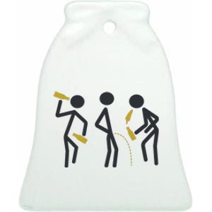 Drunk Stickfigers Ceramic Bell Ornament