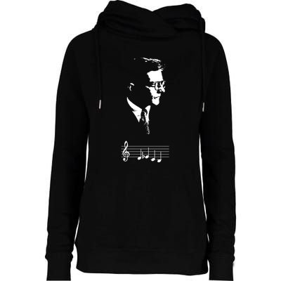 Dmitri Shostakovich Dsch Motif Musical Notes Womens Funnel Neck Pullover Hood