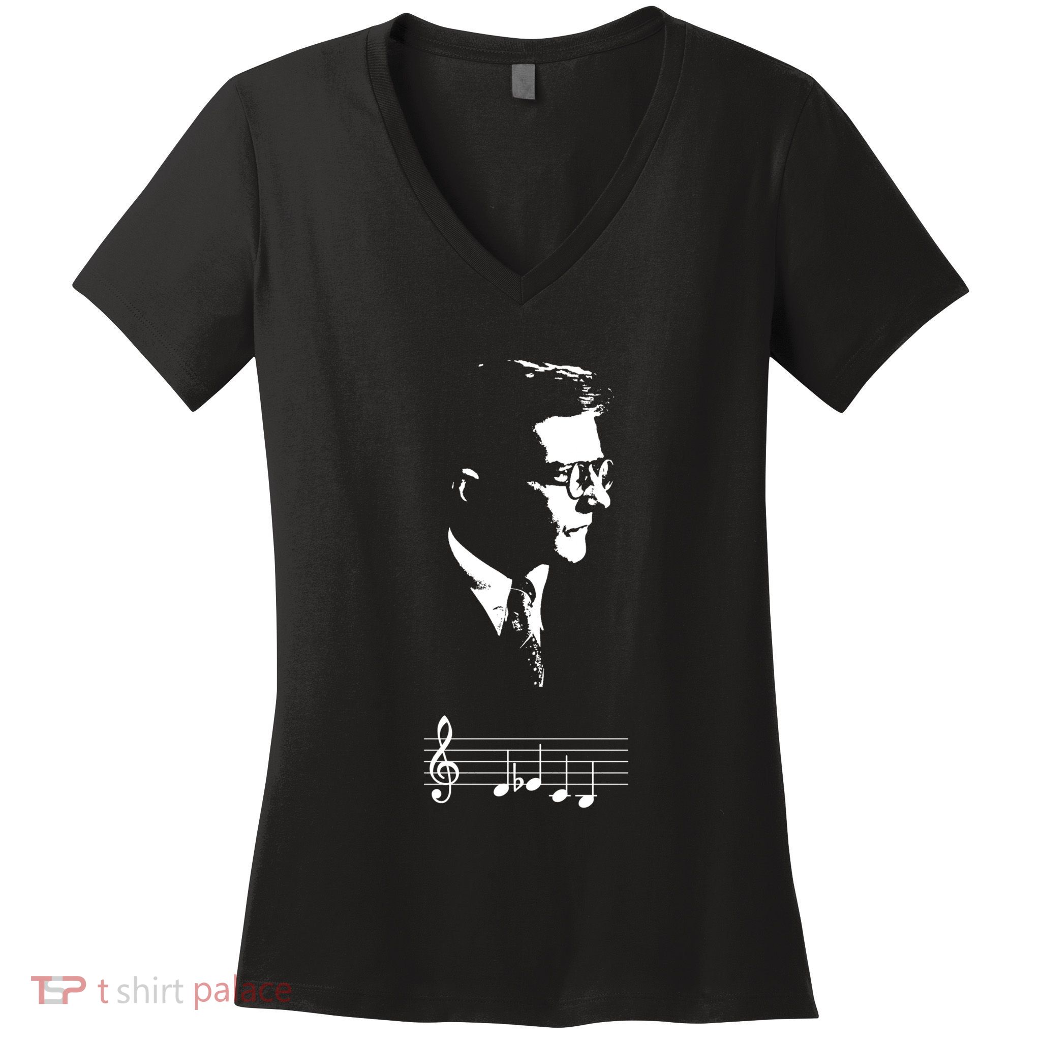 Dmitri Shostakovich Dsch Motif Musical Notes Women's V-Neck T-Shirt