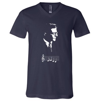 Dmitri Shostakovich Dsch Motif Musical Notes V-Neck T-Shirt