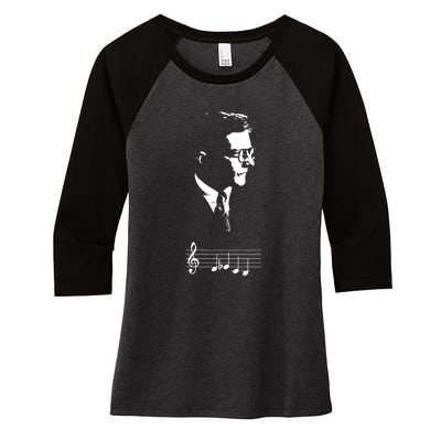 Dmitri Shostakovich Dsch Motif Musical Notes Women's Tri-Blend 3/4-Sleeve Raglan Shirt