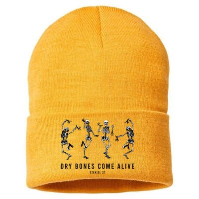 Dancing Skeleton Dry Bones Come Alive Christian Halloween Sustainable Knit Beanie