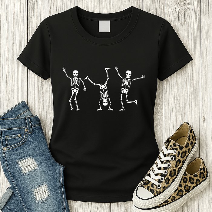 Dancing Skeleton Dance Challenge Halloween Scary Skeleton Womens T-Shirt