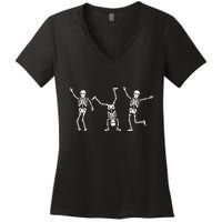 Dancing Skeleton Dance Challenge Halloween Scary Skeleton Women's V-Neck T-Shirt
