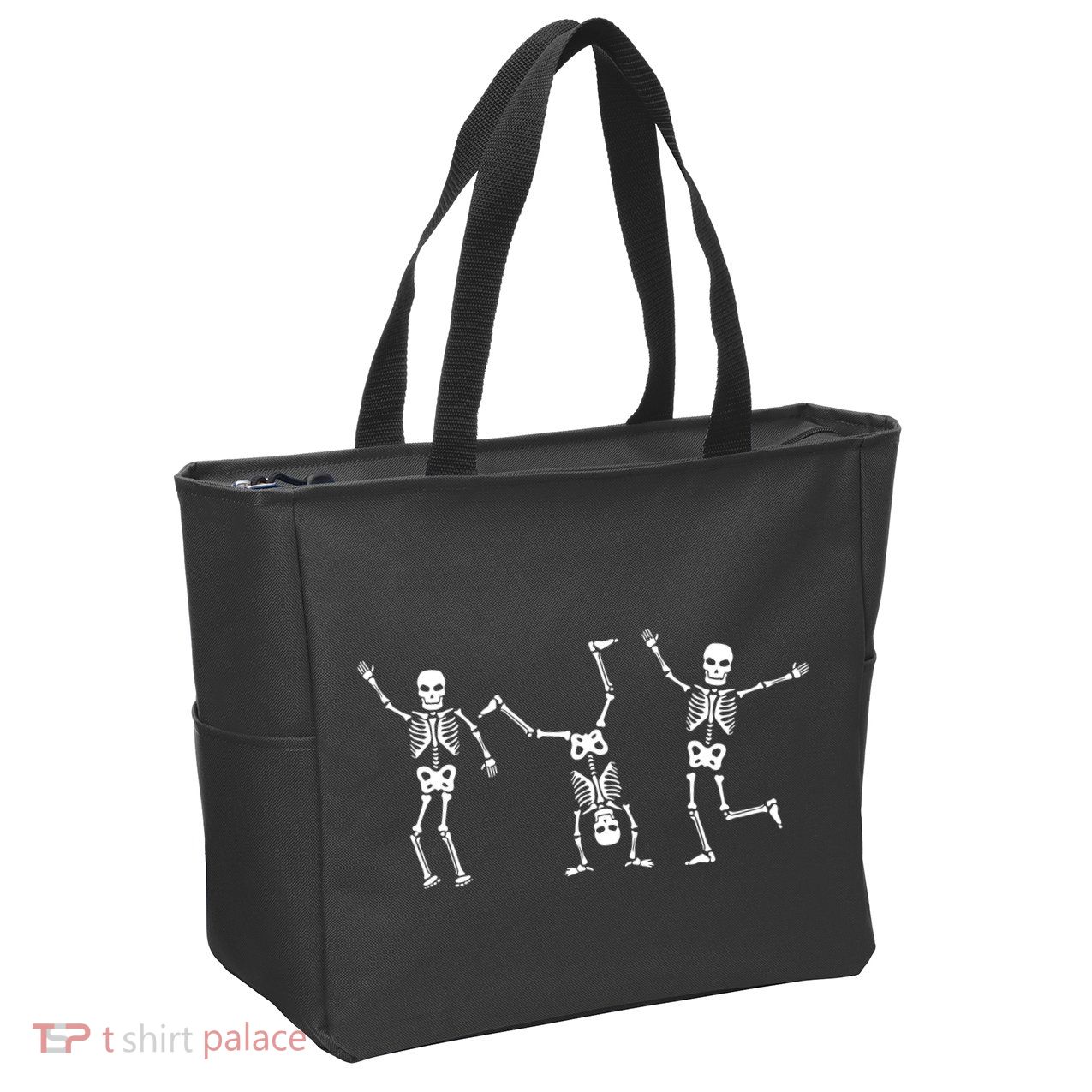 Dancing Skeleton Dance Challenge Halloween Scary Skeleton Zip Tote Bag