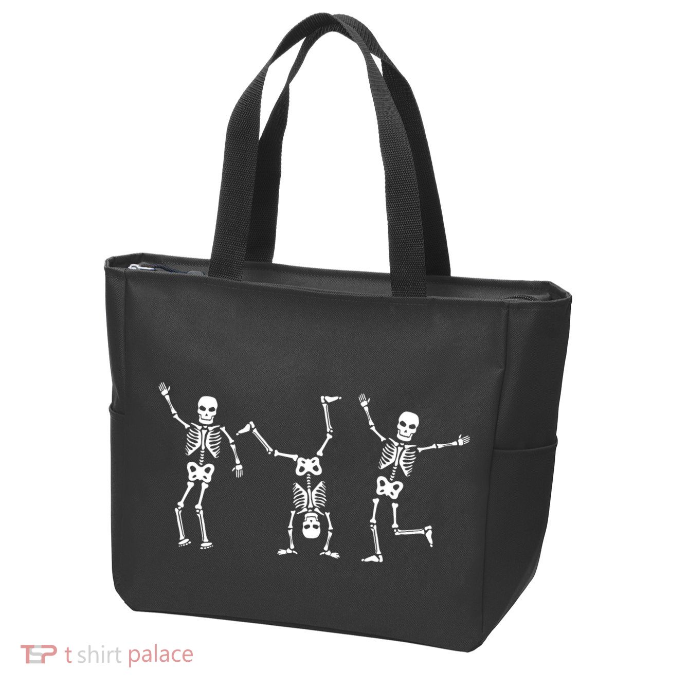 Dancing Skeleton Dance Challenge Halloween Scary Skeleton Zip Tote Bag
