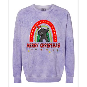 Dabbing Scottie Dog Lover Pet Santa Hat Rainbow Christmas Gift Colorblast Crewneck Sweatshirt