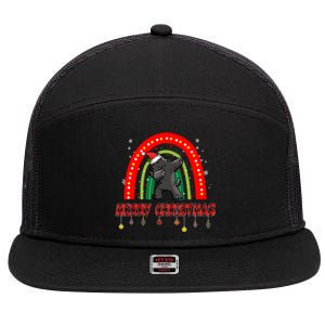 Dabbing Scottie Dog Lover Pet Santa Hat Rainbow Christmas Gift 7 Panel Mesh Trucker Snapback Hat