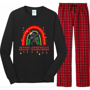 Dabbing Scottie Dog Lover Pet Santa Hat Rainbow Christmas Gift Long Sleeve Pajama Set