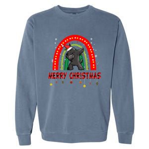 Dabbing Scottie Dog Lover Pet Santa Hat Rainbow Christmas Gift Garment-Dyed Sweatshirt