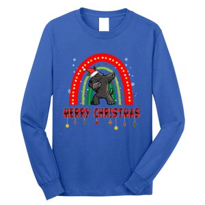 Dabbing Scottie Dog Lover Pet Santa Hat Rainbow Christmas Gift Long Sleeve Shirt