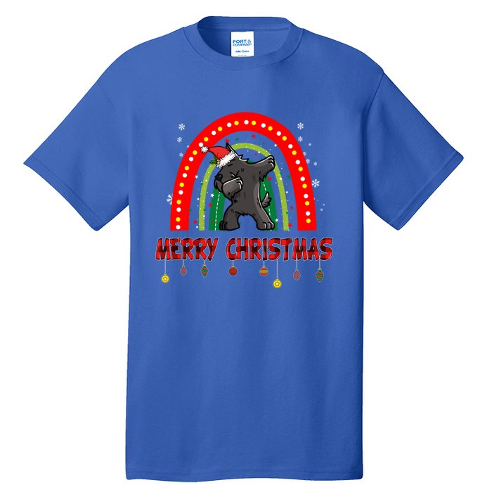 Dabbing Scottie Dog Lover Pet Santa Hat Rainbow Christmas Gift Tall T-Shirt