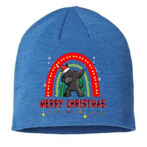 Dabbing Scottie Dog Lover Pet Santa Hat Rainbow Christmas Gift Sustainable Beanie