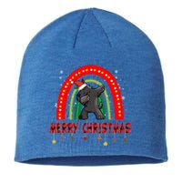 Dabbing Scottie Dog Lover Pet Santa Hat Rainbow Christmas Gift Sustainable Beanie