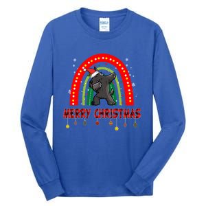 Dabbing Scottie Dog Lover Pet Santa Hat Rainbow Christmas Gift Tall Long Sleeve T-Shirt