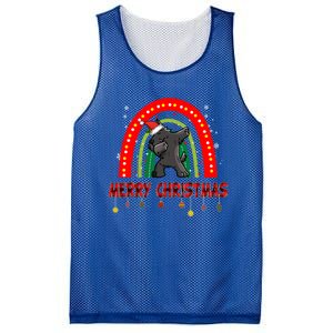 Dabbing Scottie Dog Lover Pet Santa Hat Rainbow Christmas Gift Mesh Reversible Basketball Jersey Tank