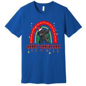 Dabbing Scottie Dog Lover Pet Santa Hat Rainbow Christmas Gift Premium T-Shirt