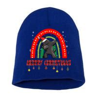 Dabbing Scottie Dog Lover Pet Santa Hat Rainbow Christmas Gift Short Acrylic Beanie