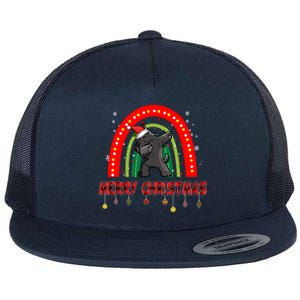 Dabbing Scottie Dog Lover Pet Santa Hat Rainbow Christmas Gift Flat Bill Trucker Hat