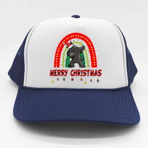 Dabbing Scottie Dog Lover Pet Santa Hat Rainbow Christmas Gift Trucker Hat