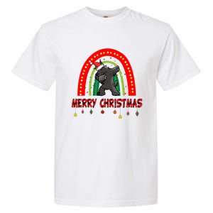 Dabbing Scottie Dog Lover Pet Santa Hat Rainbow Christmas Gift Garment-Dyed Heavyweight T-Shirt