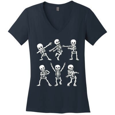 Dancing Skeletons Dance Challenge Girl Halloween Women's V-Neck T-Shirt