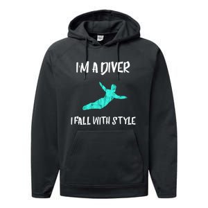 Diver Springboard Diving Platform Diving Aquatic Sport Great Gift Performance Fleece Hoodie