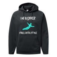 Diver Springboard Diving Platform Diving Aquatic Sport Great Gift Performance Fleece Hoodie