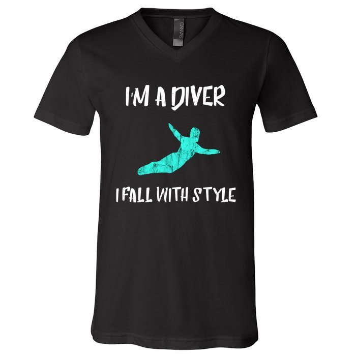 Diver Springboard Diving Platform Diving Aquatic Sport Great Gift V-Neck T-Shirt