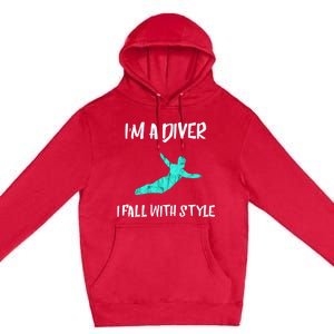 Diver Springboard Diving Platform Diving Aquatic Sport Great Gift Premium Pullover Hoodie