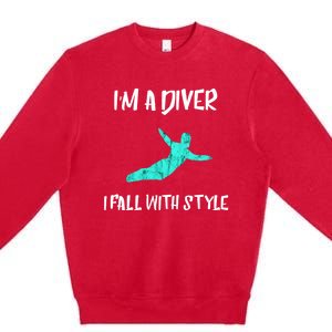 Diver Springboard Diving Platform Diving Aquatic Sport Great Gift Premium Crewneck Sweatshirt