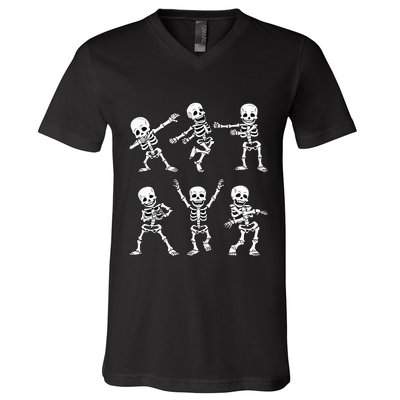 Dancing Skeletons Dance Challenge Halloween V-Neck T-Shirt