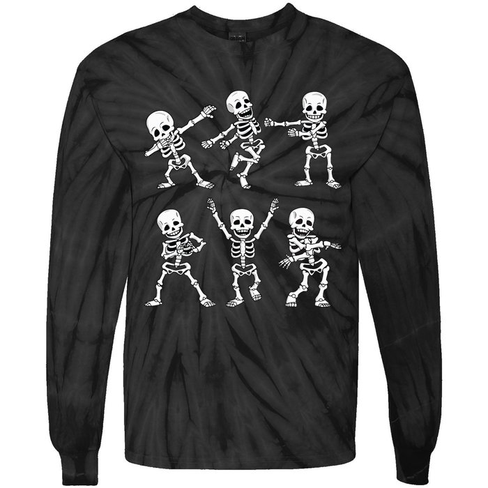 Dancing Skeletons Dance Challenge Halloween Tie-Dye Long Sleeve Shirt