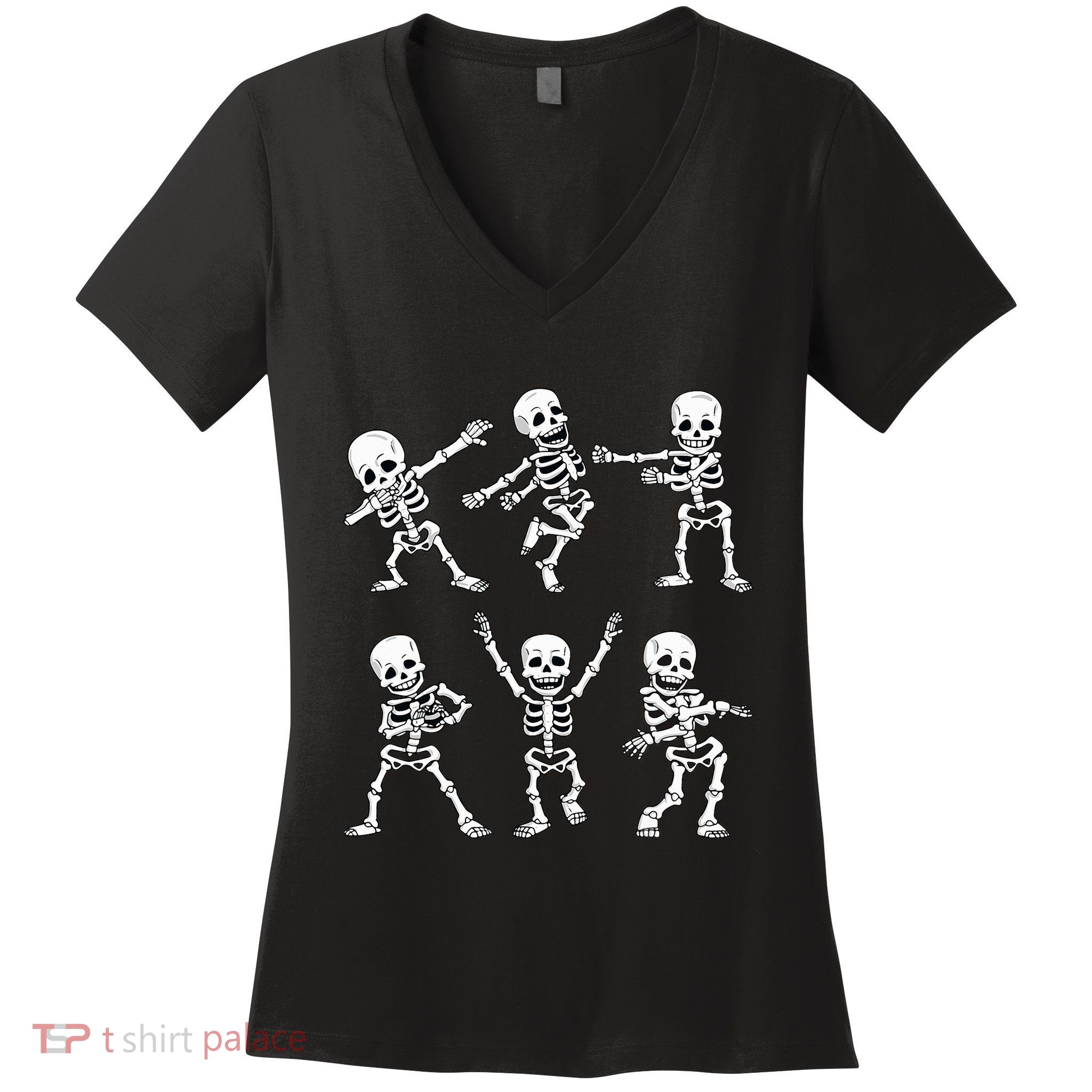 Dancing Skeletons Dance Challenge Halloween Women's V-Neck T-Shirt