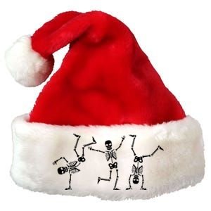 Dancing Skeletons Dance Challenge Halloween Scary Skeleton Premium Christmas Santa Hat