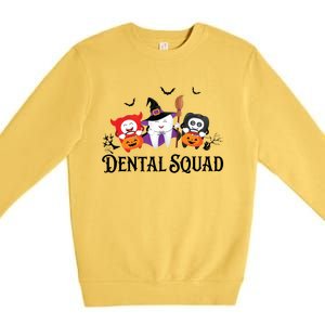 Dental Squad Dentist Halloween Teeth Ghost Pumpkin Cute Gift Premium Crewneck Sweatshirt