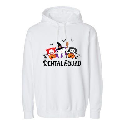 Dental Squad Dentist Halloween Teeth Ghost Pumpkin Cute Gift Garment-Dyed Fleece Hoodie