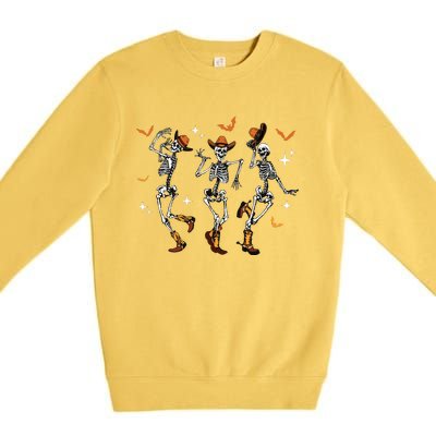 Dancing Skeletons Dance Cowboy Western Halloween Costume Premium Crewneck Sweatshirt