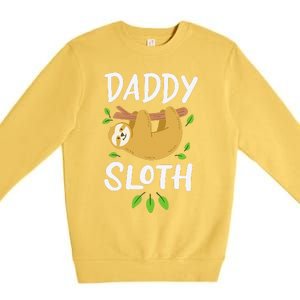 Daddy Sloth Dad Father Fathers Day Lazy Dad Premium Crewneck Sweatshirt