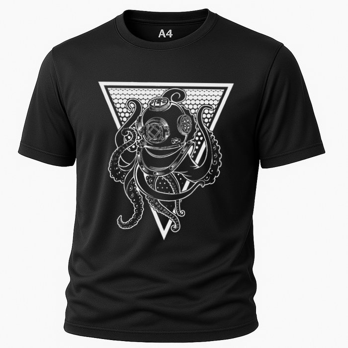 Deep Sea Diving Helmet Kraken Octopus Underwater Diver Gift Cooling Performance Crew T-Shirt
