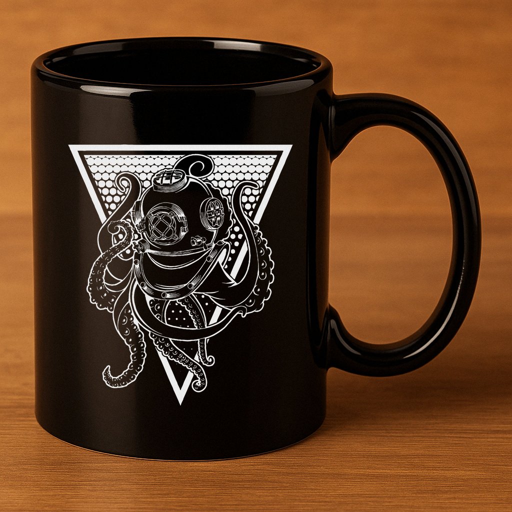 Deep Sea Diving Helmet Kraken Octopus Underwater Diver Gift 11oz C Handle Ceramic Mug
