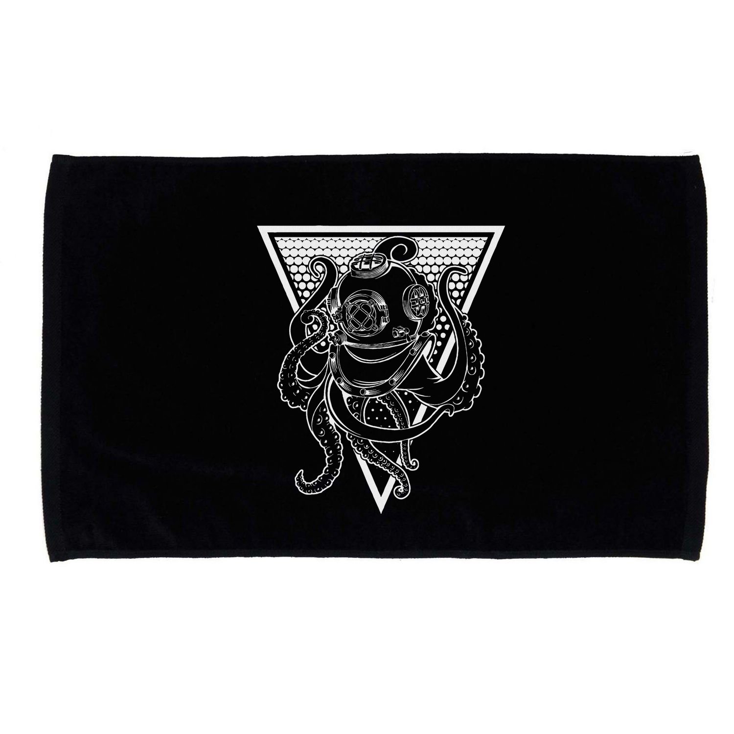 Deep Sea Diving Helmet Kraken Octopus Underwater Diver Gift Microfiber Hand Towel
