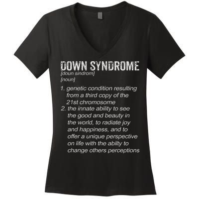 Down Syndrome Designs & Co. Down Syndrome Definition Women's V-Neck T-Shirt