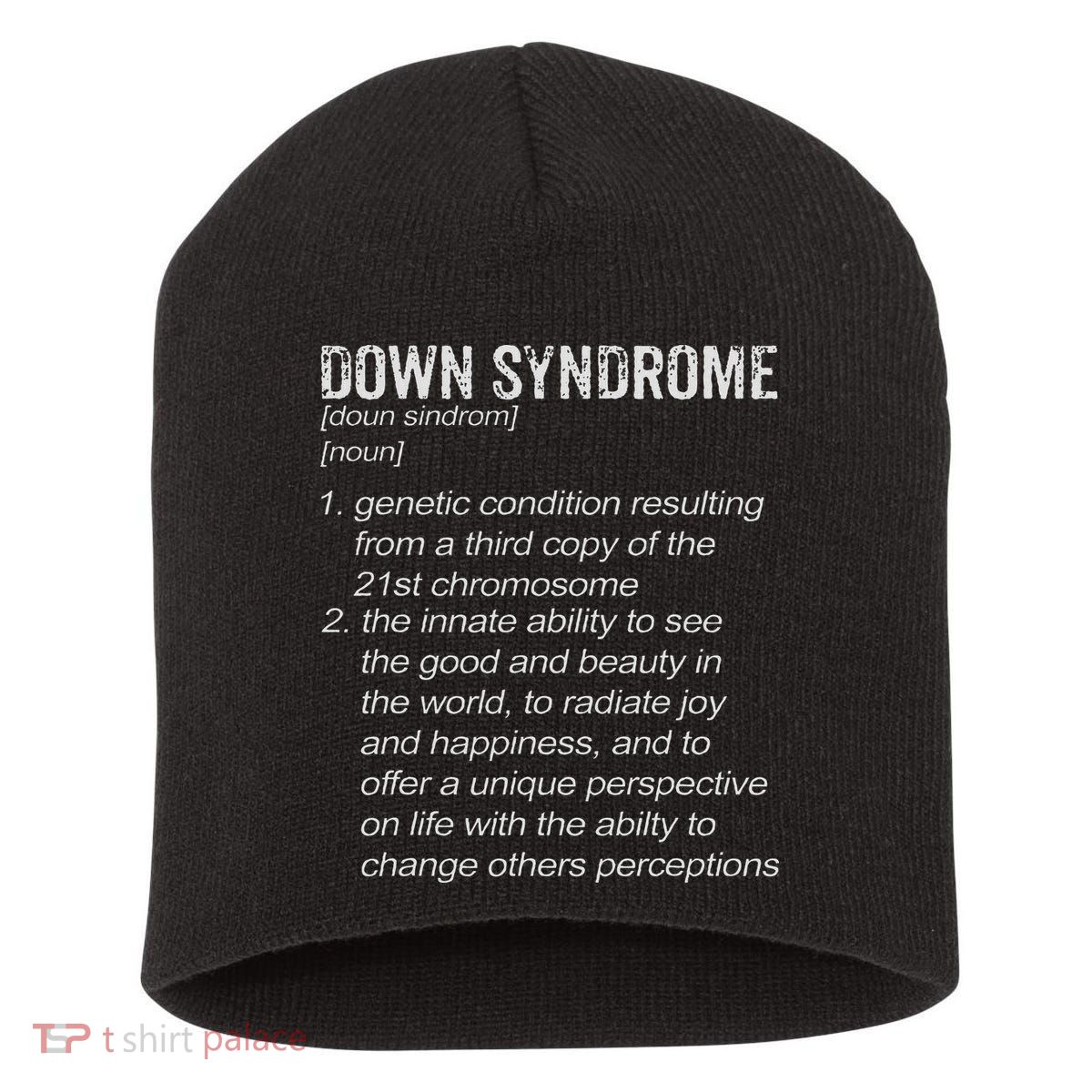 Down Syndrome Designs & Co. Down Syndrome Definition Short Acrylic Beanie